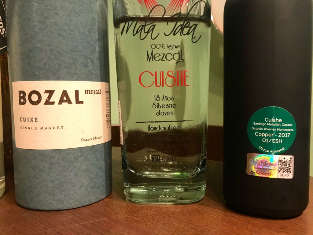 Mezcal Reviews Agave Cuixe Tasting bottles
