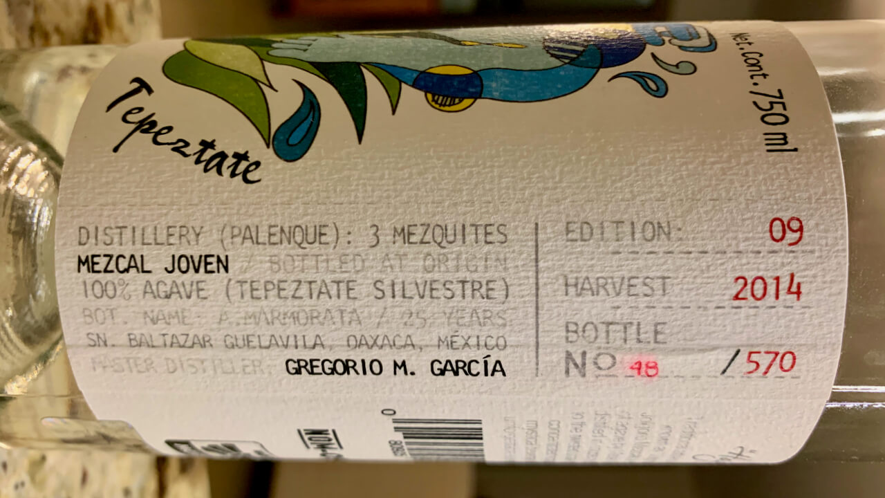 El Jolgorio Mezcal Tepeztate bottle label edition 09