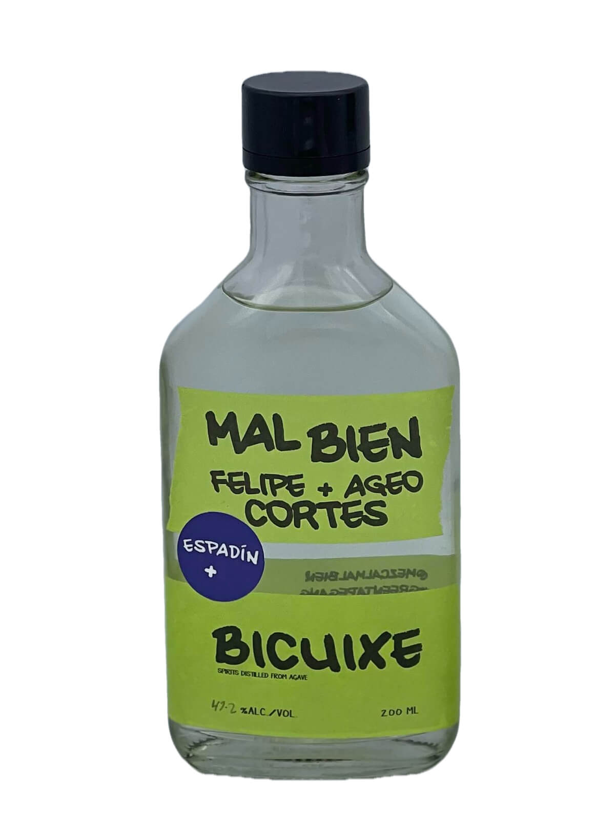 200ml bottle of Mal Bien Espadin and Bicuixe from Felipe and Ageo Cortes