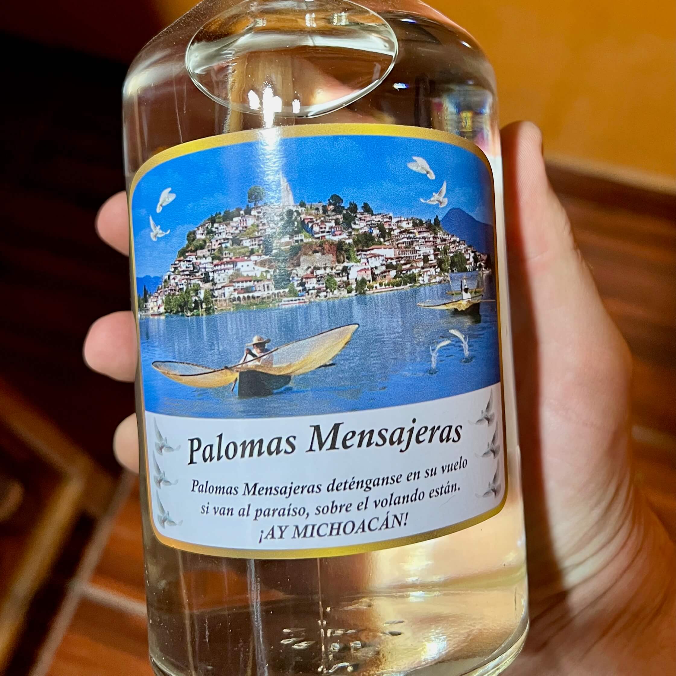 Palomas Mensajeras bottle with the old label